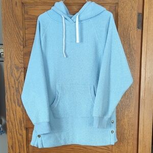 Cuddl Duds Long Tunic Fuzzy Baby Blue Hooded Sweatshirt Size Womens M